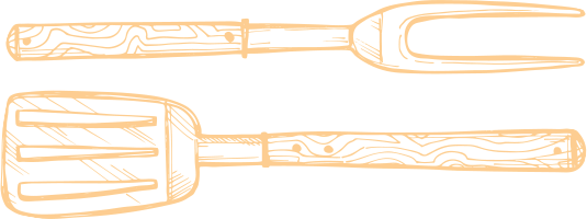 a drawing of two utensils that are orange