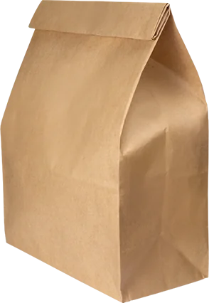 a brown paper bag on a white background